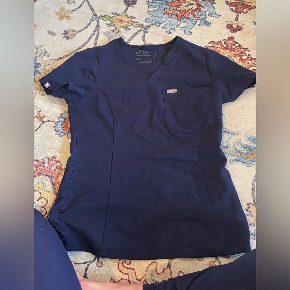 Navy FIGS One Pocket Scrub Top